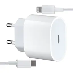 Мережевий зарядний пристрій Apple 20W USB-C Power Adapter With Cable Type-C to Lightning High c0py Білий