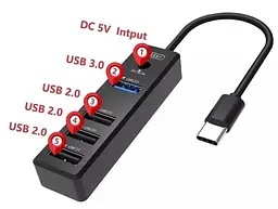 Хаб розгалужувач мультипортовий адаптер Earldom Usb-C на 4 Usb виходи et-Hub08 4 in 1 Hub - мініатюра 2