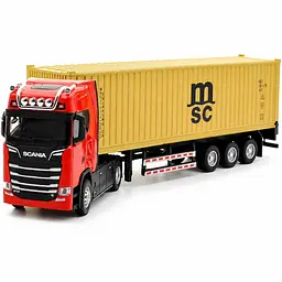 Колекційна металева модель вантажівки Автопром Scania S730 фура-контейнеровоз з інерцією, світлом та звуком 1:50 - мініатюра 7