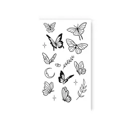 Тату тимчасове 9 Метеликів Tattooshka L-73 Чорний shop (4825800010532) - мініатюра 1