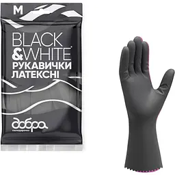 Рукавички латексні Добра господарочка Black&White міцні M