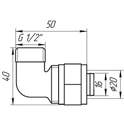 Кутник із зовнішньою різьбою APE 753 L 1/2″х20 000000895 - мініатюра 3