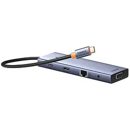 Перехідник HUB Baseus UltraJoy 10-Port (Type-C to HDMI+VGA+USB3.0*3+PD+RJ45+SD/TF3+3.5mm) (80C8) Slate Grey - мініатюра 3
