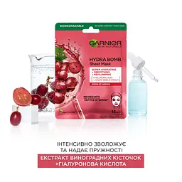 Тканинна маска для обличчя Garnier Skin Naturals Аква бомба, 28 г (C6293600) - мініатюра 3
