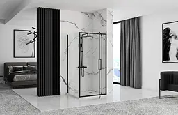 Душова кабіна Rea Rapid Swing 100x90 black REA-K6423 + REA-K6409, Чорний матовий, Універсальна, прозрачний, Чорний матовий - мініатюра 3