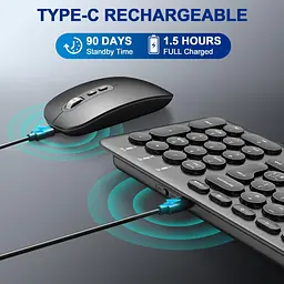 Комплект PINKCAT: бездротова клавіатура та миша Bluetooth/2.4G, акумуляторні - мініатюра 3