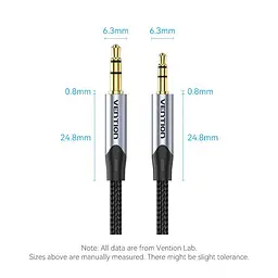 Кабель Vention 3.5mm Male to 2.5mm Male 1m Black (BKFHF) - мініатюра 3