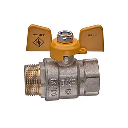 Кран кульовий Nolf Classic NFC.722-08-3/4" FM ГШМ Yellow, ручка "метелик" жовта NF3130 - мініатюра 4