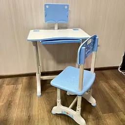 Дитяча парта VEN001 зі стільцем синя - регульована шкільна парта VEN001 із похилою стільницею, шухлядою та підставкою для книг - мініатюра 5