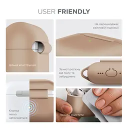 Силіконовий чохол для навушників Apple AirPods Pro 3, Hang Case, пудровий, ультратонкий захисний кейс товщиною 2 мм, захист від подряпин, пилу та ударів, компактний, з карабіном для кріплення, ArmorStandart (ARM88314) - мініатюра 5