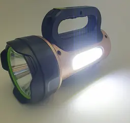 Прожектор акумуляторний світлодіодний 30W LED та бічний COB світильник ліхтар із сонячною панеллю та USB виходом HEL-T93 золотистий - мініатюра 11