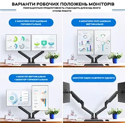 Настільне кріплення для монітора V-star V-160 17"-27" кронштейн для двох моніторів, стійка vesa 75x75 (ST) - мініатюра 9