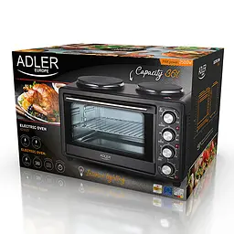 Духовка електрична піч Adler AD 6020 36 л + електроплита 2 конфорками - мініатюра 7