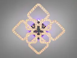 Люстра стельова LED Diasha 2205/4+4HR, 130W, 3200K-6500K, хром, сучасний стиль, з пультом управління - мініатюра 2