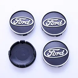 Ковпачки на литі диски Ford 60х55 мм логотип об'ємний Чорні 4 шт