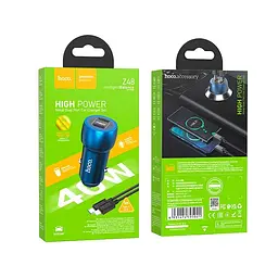 Адаптер автомобільний HOCO Type-C to Lightning Cable Tough dual port car charger Z48 |2Type-C, 40W/3A, PD/QC| - мініатюра 2