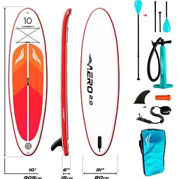 Надувна SUP дошка AERO Board 2.0 (305х15х80см) 10' Red Orange [140350] - мініатюра 2
