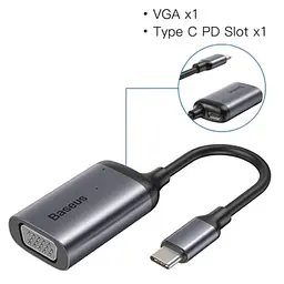 USB-хаб Baseus Enjoyment Series Type-C to VGA+PD HUB Convertor CAHUB-O0G Сірий - мініатюра 4