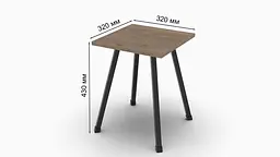 Табурет Ferrum-decor 430x320x320 Чорний метал ДСП Дуб Сонома Трюфель 16 мм (FRD-104641) - мініатюра 3