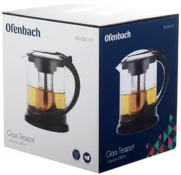 Чайник скляний заварювальний зі знімним ситечком Ofenbach 1000 мл kuh0009133 - мініатюра 6