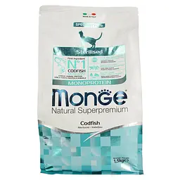 Сухий корм Monge Cat Sterilised з тріскою, 1,5 кг (70005531) - мініатюра 2