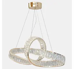 Золота дизайнерська кришталева LED люстра Artlight 549-800GD довжиною 80 см, 113W, 3 режими та пульт. - мініатюра 2