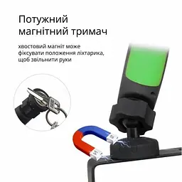 Ліхтар акумуляторний WORKLIGHT-W55-COB поворот 180o з магнітом зелений - мініатюра 5
