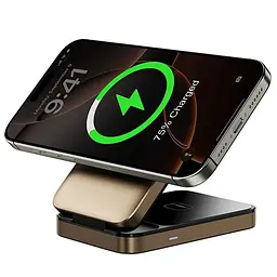 Бездротовий зарядний пристрій WIWU Wi-W038 Triple 3 in 1 wireless charger Gold - мініатюра 5