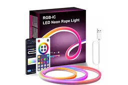 Неонова світлодіодна стрічка LED Neon Strip 5 м · Неоновий RGB гнучкий шнур з керуванням від телефону