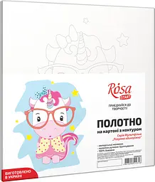 Полотно на картоні з контуром Rosa Start Розумна єдиноріжка 20х20 бавовна акрил - мініатюра 2