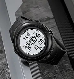 Годинник чоловічий наручний спортивний Skmei 2166 Compass з компасом і крокоміром (Чорний з білим) - мініатюра 4