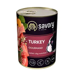 Вологий корм SAVORY повнораціонний для дорослих собак усіх порід з індичкою, 400 г (арт.30518)