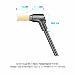 Патч-корд Ethernet Vention довжина 0,5 м LAN-кабель Cat8 STP 40 Гбіт/с роз’єми RJ45 8P8C поворотні кутові штекери з поворотом на 360° тонкий із зовнішнім діаметром 3,8 мм смуга пропускання 2000 МГц чорний (IKLBD) - мініатюра 3