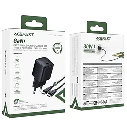МЗП Acefast A118 PD30W GaN (1USB-C) + кабель Type-C to Type-C Black - мініатюра 3