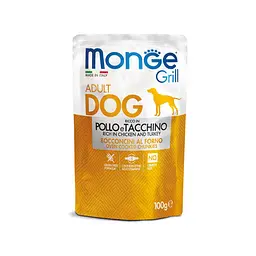 Паштет Monge Dog GRILL Adult Смачний рецепт з запеченою куркою та індичкою для собак 100 гр