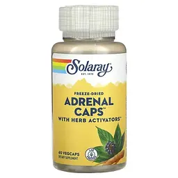 Підтримка наднирників Freeze-Dried Adrenal Caps with Herb Activators 60 капсул Solaray vit0005156