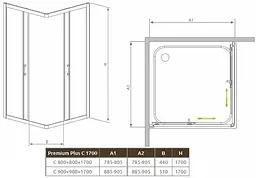 Душова кабіна Radaway Premium Plus C 90x90x170 скло фабрік 30451-01-06N - мініатюра 4