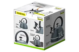 Чайник із свистком нержавіюча сталь Maestro MR-1302-GREY на 2.5л для всіх типів плит сірий - мініатюра 4