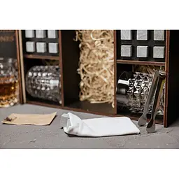 Подарунковий набір Whiskey Stones камені для віскі в дерев'яному пеналі №8 + 4 склянки Bohemia Diamond + щипці + мішечок - мініатюра 5
