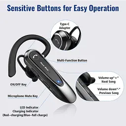 Бездротова гарнітура Bluetooth навушник вкладиш New Bee LC-B45C з активним шумозаглушенням + кейс-чохол Чорний - мініатюра 5