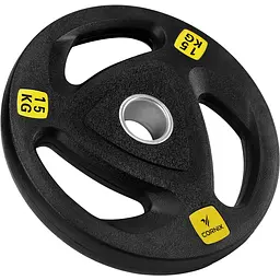 Диск олімпійський Cornix 1 x 15 кг 51 мм металевий, прогумований Black XR-0427