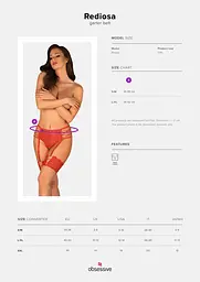 Пояс для панчох Obsessive Rediosa L/XL червоний - мініатюра 7