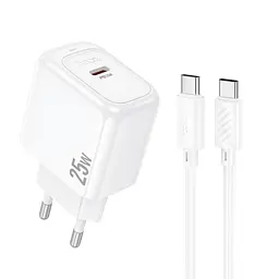 Сітчастий зарядний пристрій HOCO CS53A Surplus port PD25W charger set(C to C) білий