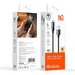 Кабель McDodo USB-A to USB-C Cable with 7 Colorful Lights 1.2m CA-8180 Black - мініатюра 2