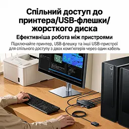 HDMI KVM-перемикач UGREEN AK502 2 ПК на 1 монітор зі спільними клавіатурою та мишею входи HDMI 2.0 та USB-A 4K 60 Гц 2K 144 Гц 1080p 240 Гц (75246) - мініатюра 13