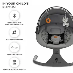 Крісло-гойдалка Kinderkraft Lumi 2 Dark Grey (KBLUMI02DGR0000) - мініатюра 9