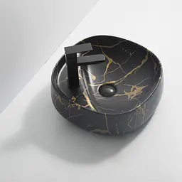 Умивальник накладний Mixxus Premium Wave-0201 marble 430x430x150 мм з отвором під змішувач MP6536, Мармур - мініатюра 4