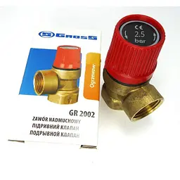 Клапан запобіжний Gross GR2002 для систем опалення 1/2" ВВ 2,5 бар 30412 - мініатюра 4