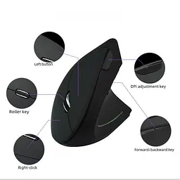 Бездротова акумуляторна вертикальна миша Bluetooth + USB адаптер 2,4 Чорна  - мініатюра 5