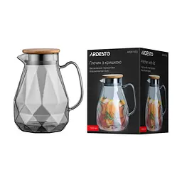 Глечик ARDESTO Graphite 1500мл, боросилікатне скло, бамбук, сірий (AR2615SGB) - мініатюра 4